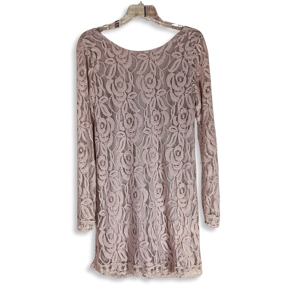 Fire Los Angeles Dress Womens M Dusty Pink Floral Lace Long Sleeve Romantic Boho - Picture 1 of 8